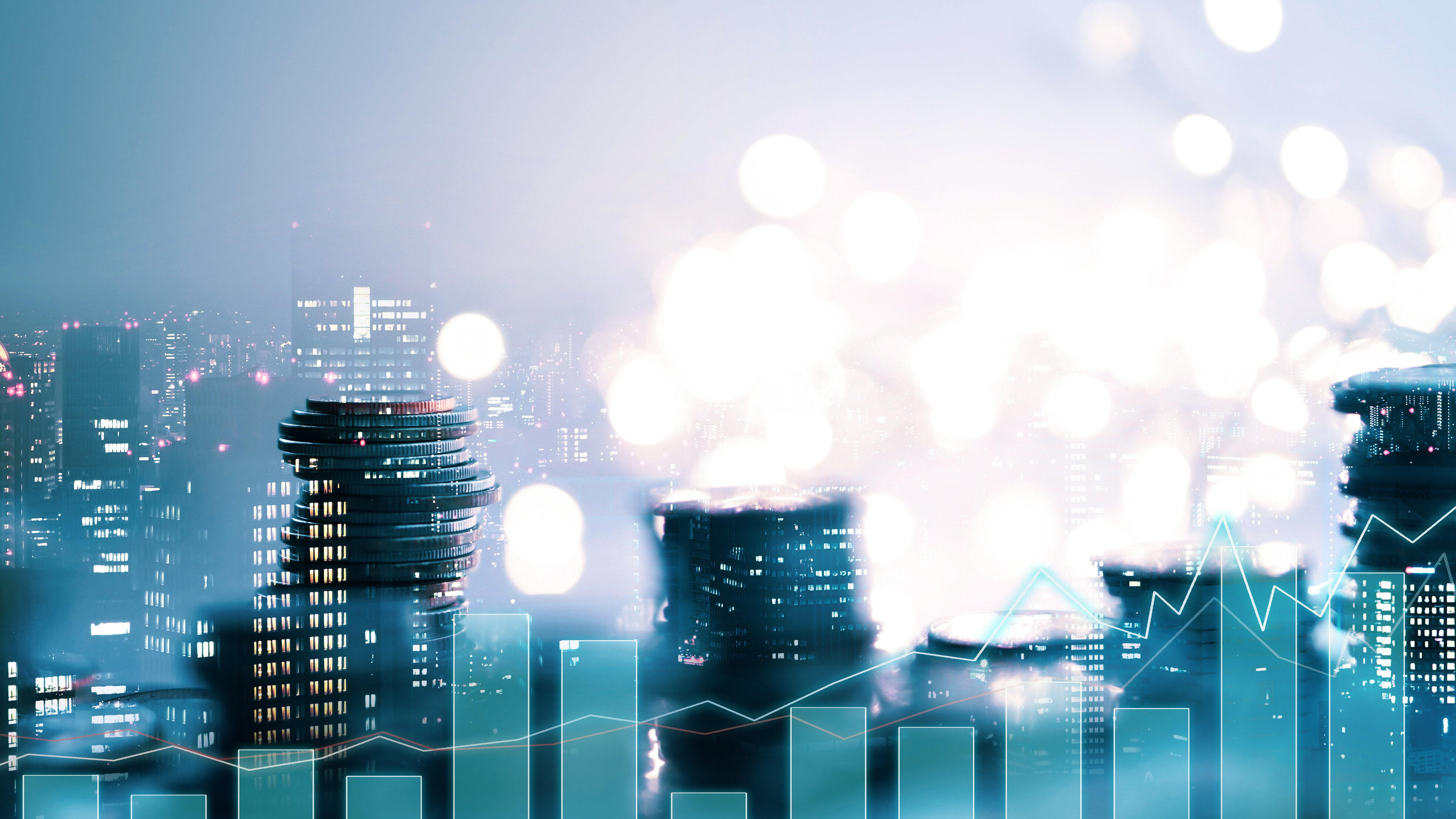 Skyline mit Balken und Bokeh